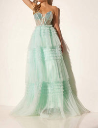 Lucci Lu - Glitter Strapless A-line Tiered Gown