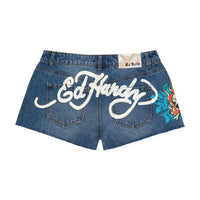 Ed Hardy - Women's Flame Skull Denim Short