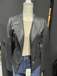 Coalition LA Women's Leather Jacket in black - women's jacket - detail view