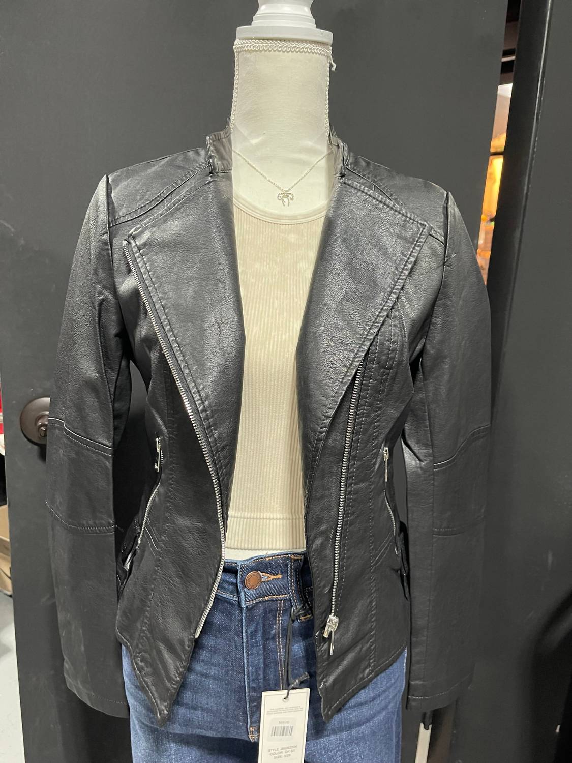 Coalition LA Women's Leather Jacket in black - women's jacket - detail view