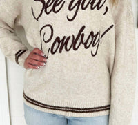 Bailey Rose Stetson Cowboy Oversized Sweater in cream - women's sweater - alternate view