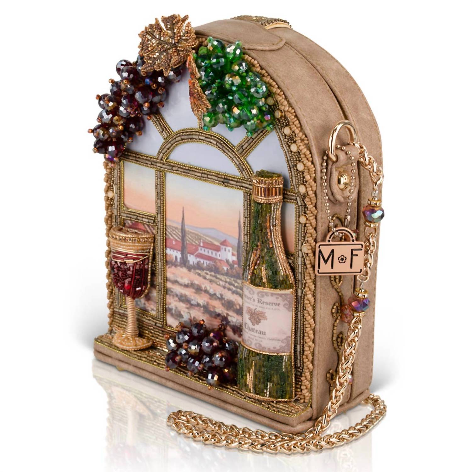 Mary Frances - Women's Country Beaded Wine Bottle And Glass Crossbody Bag