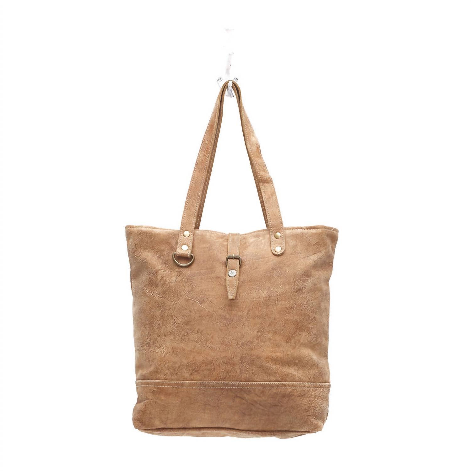 Myra Bag - Women's Buttoned Leather Tote Bag