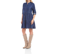 Karen Kane - Rosalind Roll Tab Tiered Mini Shirtdress