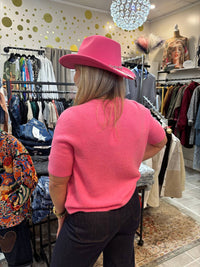 Yolly Felice Short Sleeve Sweater in pink - women's sweater - alternate view