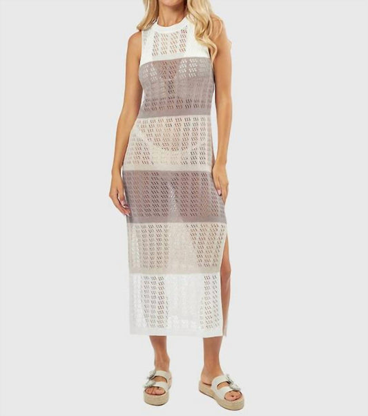 Unishe - Colorblock Eyelet Split Dress