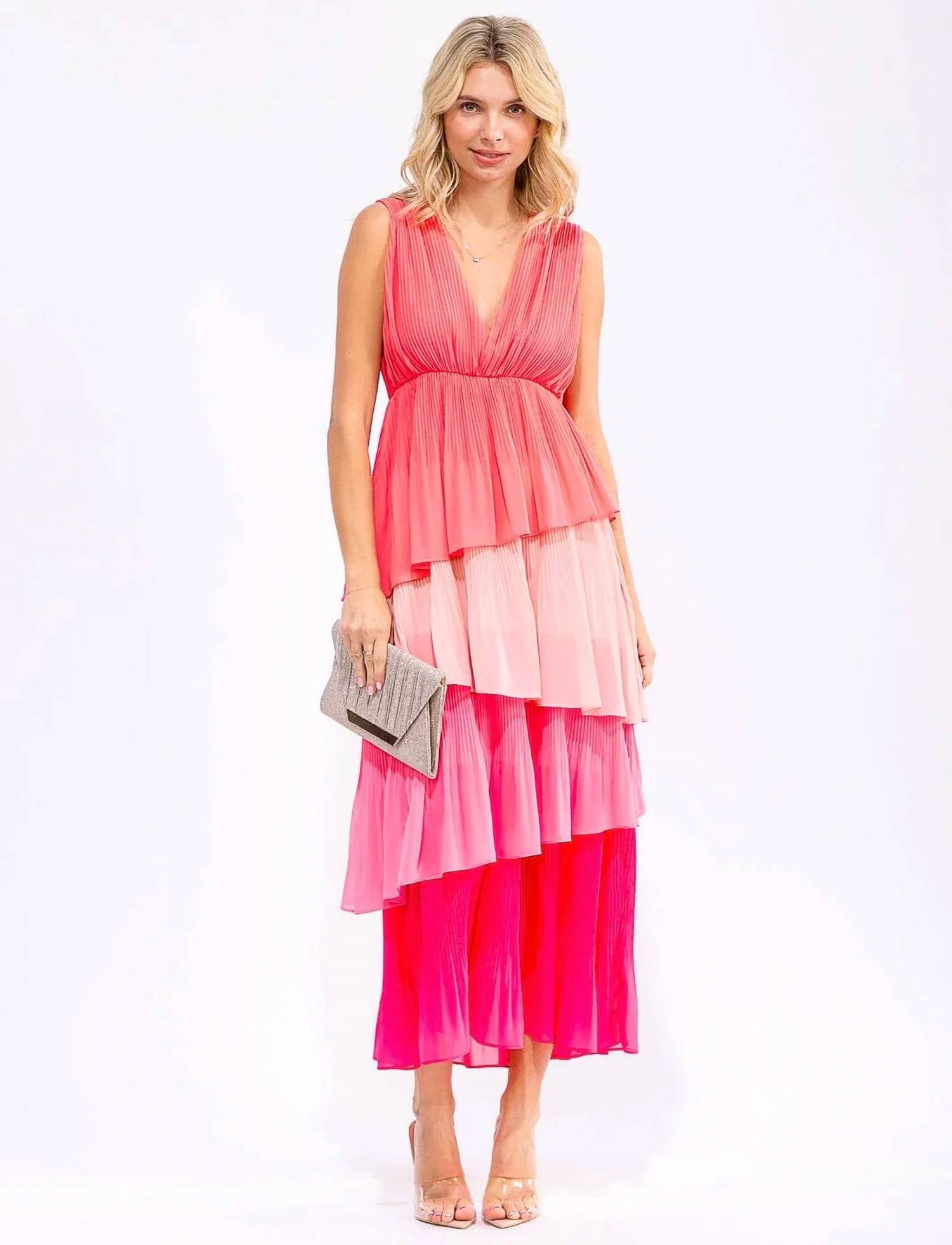 Little Secret Of Mine - Tiered Colorblock Maxi Dress