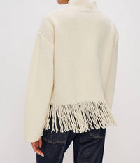 Rails Lise Fringe Mock-neck Sweater in ivory - women's sweater - alternate view