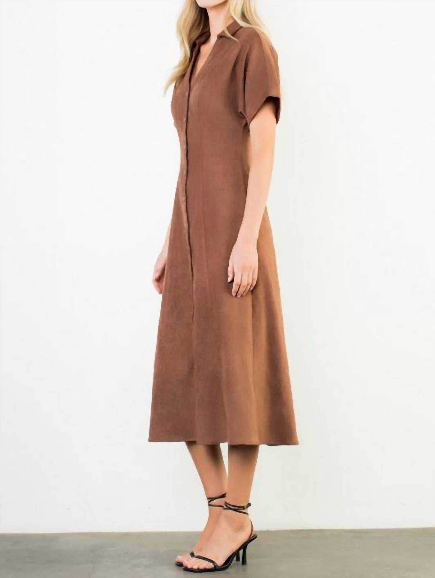 THML Wilkes Midi Dress in brown - women's dress - alternate view