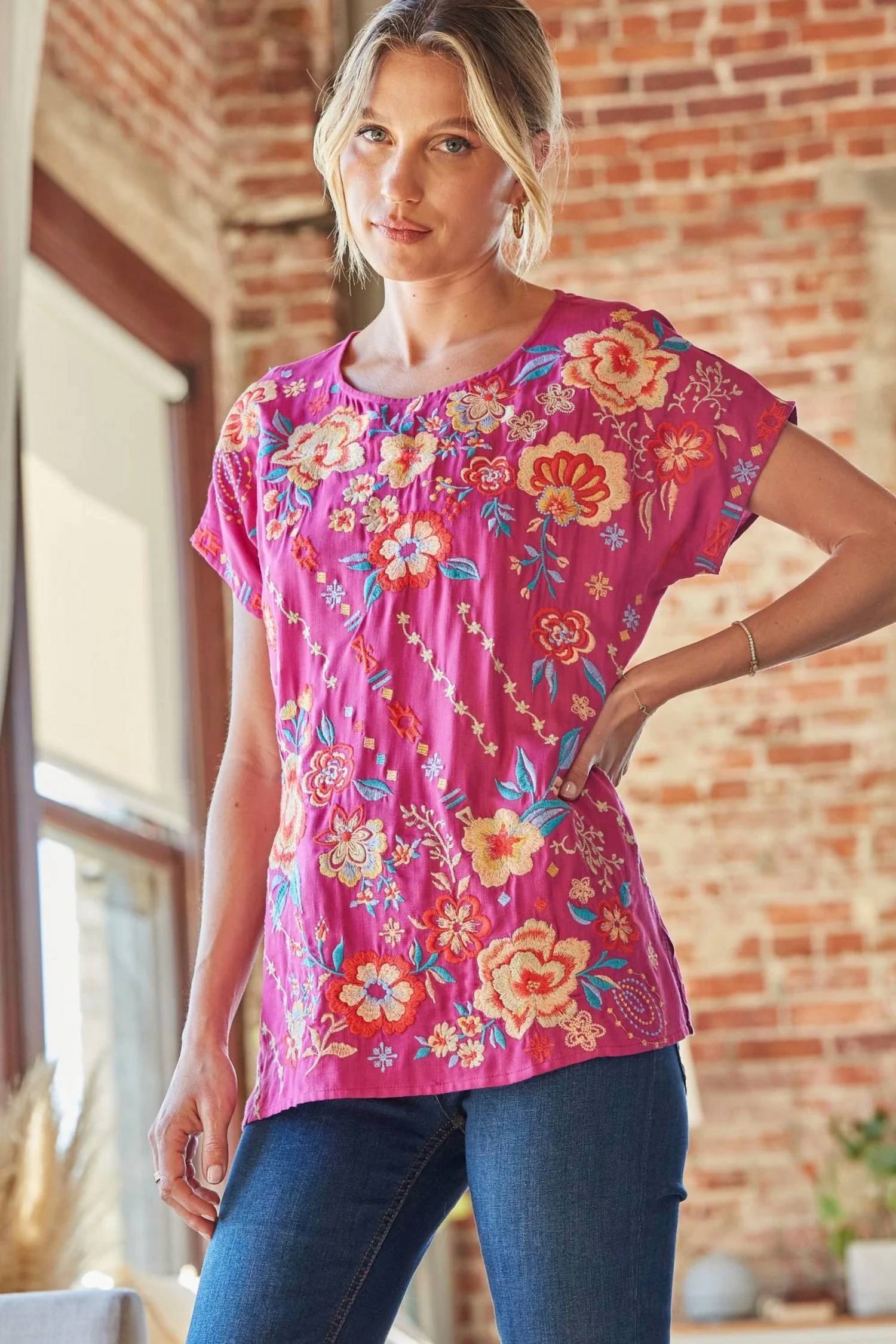 Savanna Jane - Floral Short Sleeve Top - Plus