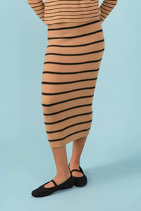 English Factory - Stripe Knit Midi Skirt