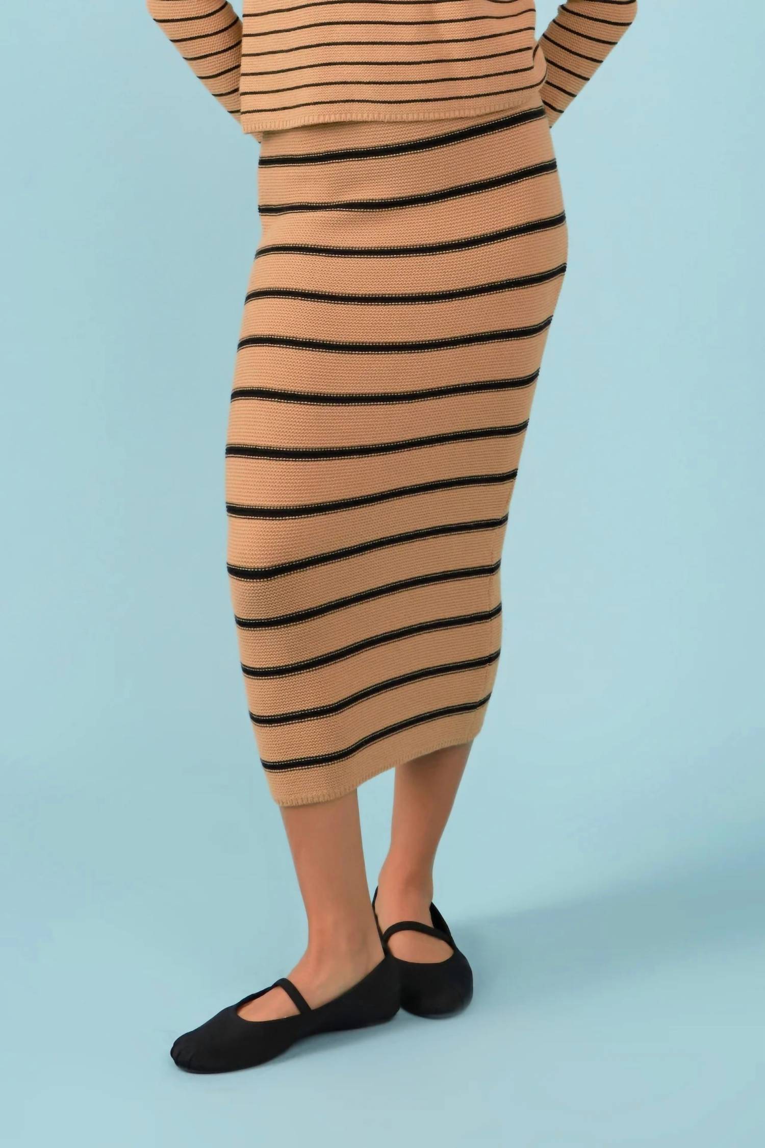 English Factory - Stripe Knit Midi Skirt