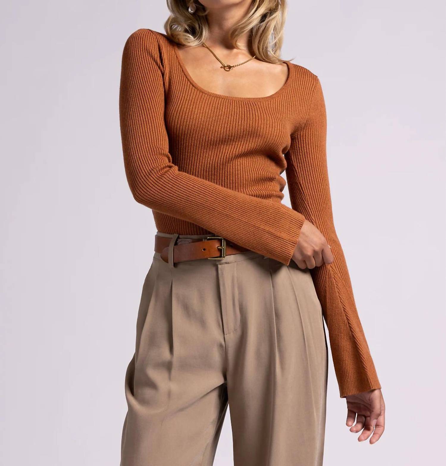 Weekend Los Angeles Amanda Long Sleeve Top in copper 1 - women's long sleeve top