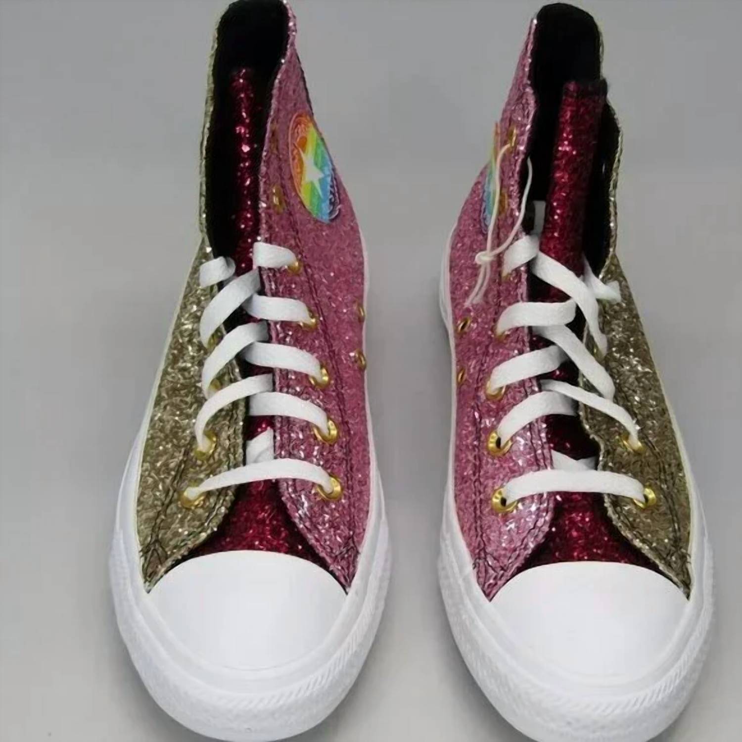 Converse - Women's Rainbow Logo Glitter Hi Top Tennis Shoes