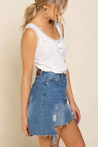 Pol - Distressed Denim Mini Skirt