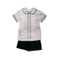 Percy & Tyne Boy's Velvet Plaid Short Set in green - item