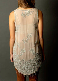 Joyfolie - Alori Beaded Chiffon Tunic Top