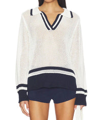 Bobi - Polo Cropped Stripe Sweater