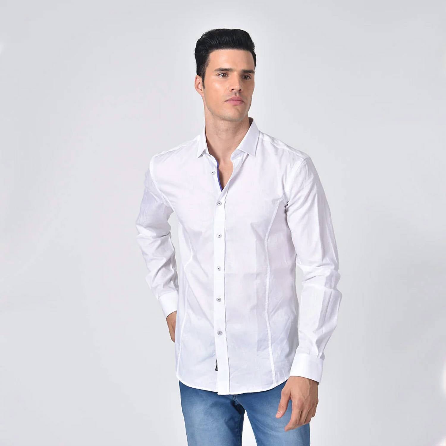 Eight X - Jacquard Button Down Shirt With Trim