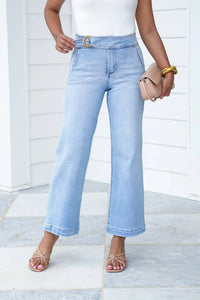 Risen - Textured Tummy Control Straight Jean