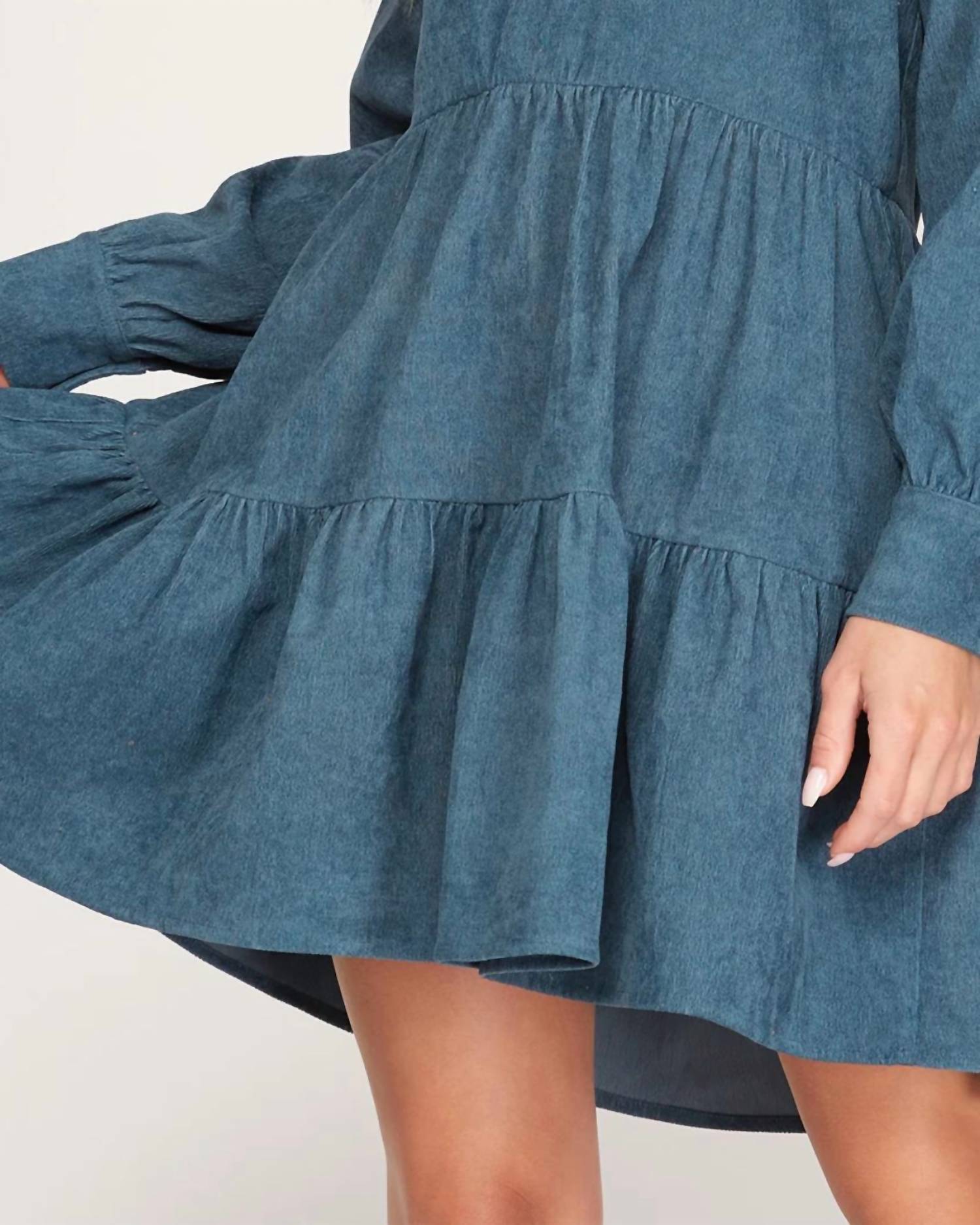 She + Sky - Tiered Corduroy Dress