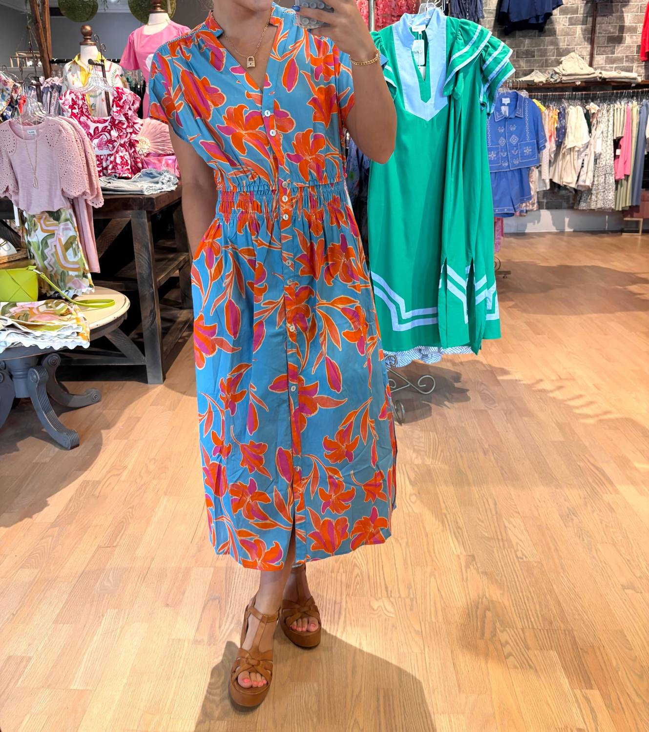 Thml - Smocked Waist Floral Maxi Dress