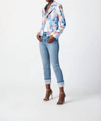 Joseph Ribkoff - Faye Face Print Faux Suede Moto Jacket