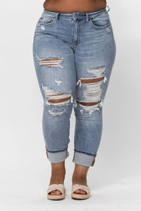 Judy Blue - Bob Ross Paint Splash Boyfriend Jeans