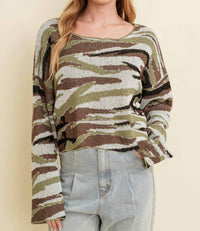 Cloud Ten - Camo Boat Neck Sweater