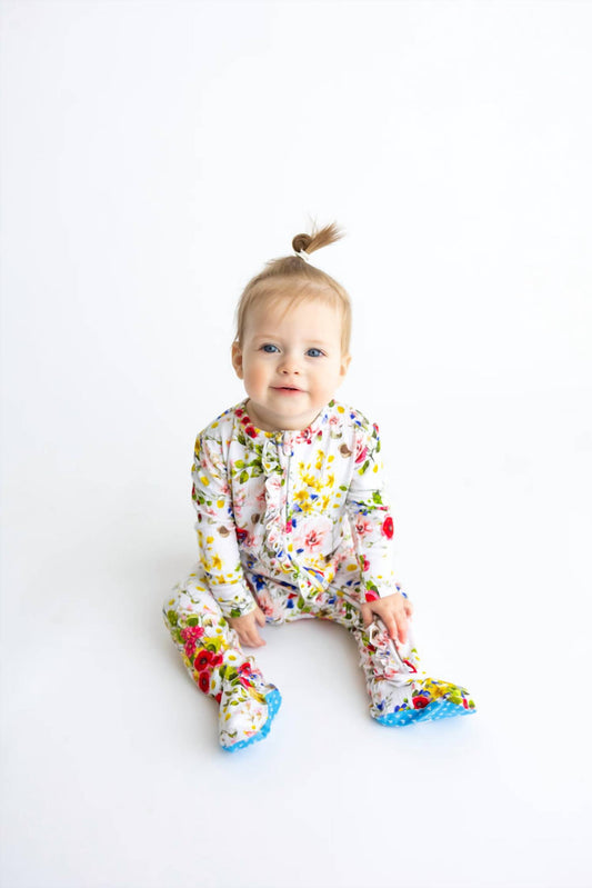 Posh Peanut - Floral Ruffled Footie