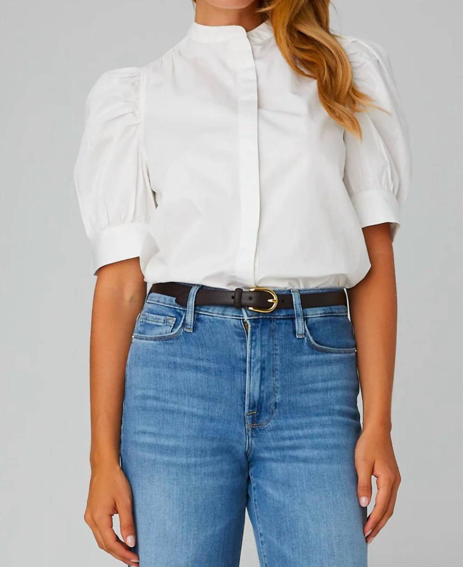 Js71 - Savannah Button Front Puff Sleeve Blouse