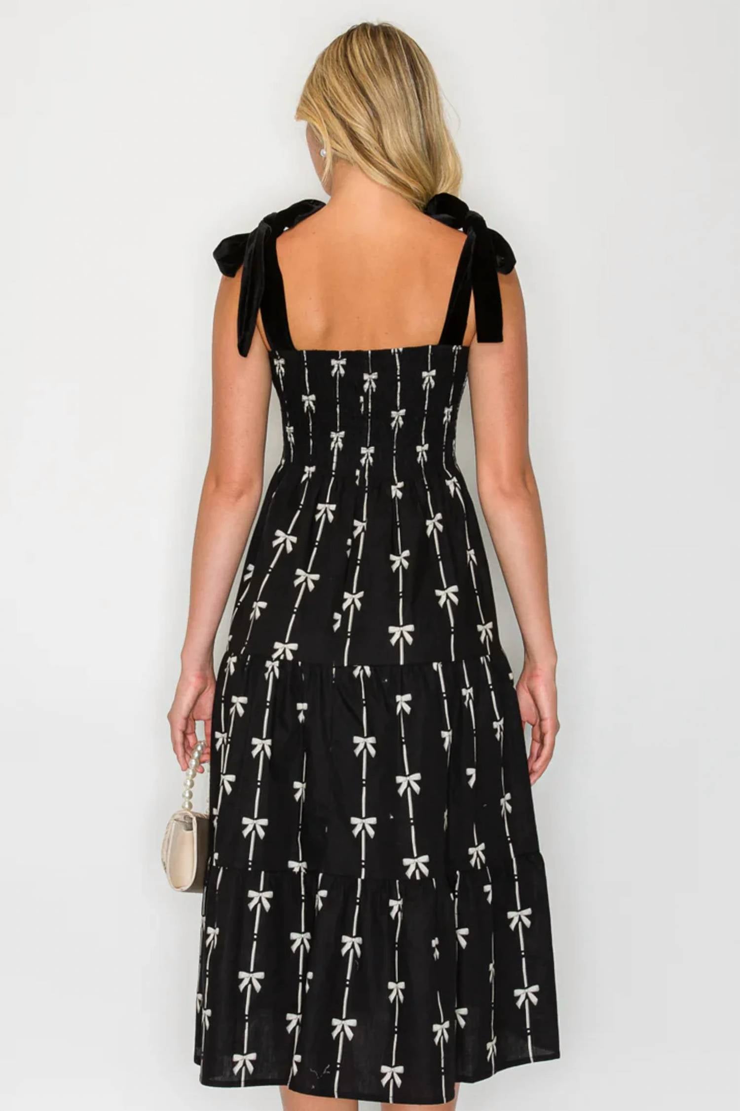 Meet Me In Santorini - Holiday Bow Midi Dress