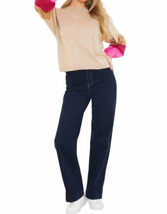 Wispr - Balloon Sleeve Star Back Crew Sweater