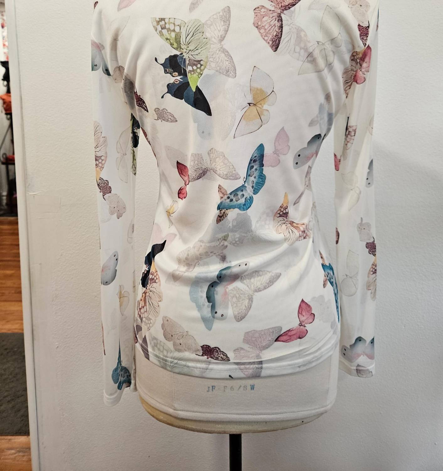 Adore - Women's Mesh Butterfly Print Top