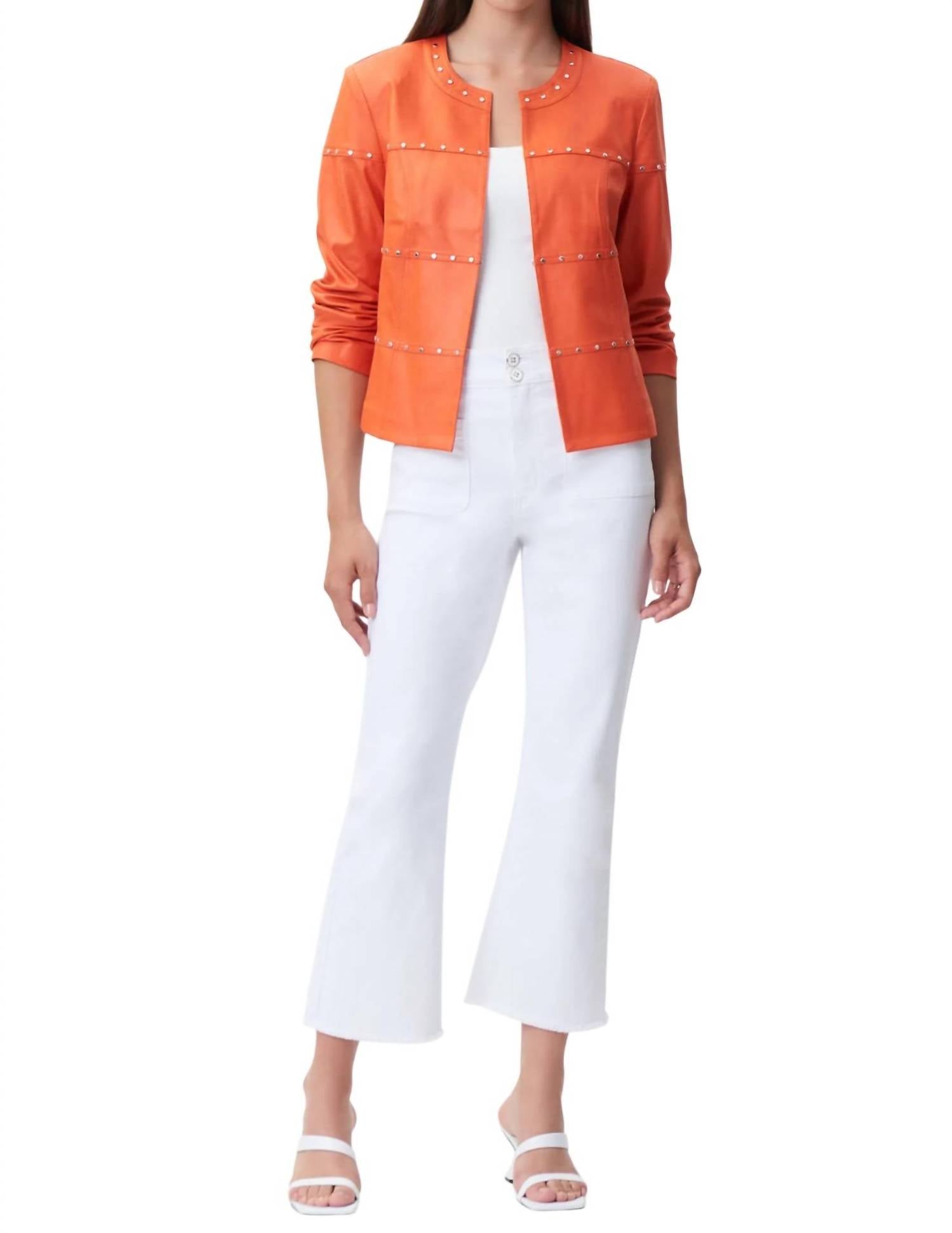 Joseph Ribkoff Suede Studded Jacket in orange - women's jacket - view 4
