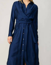 Current Air - Long Sleeve Spread Collar Button Down Shirt Dress
