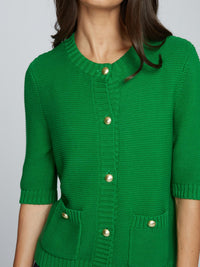 Autumn Cashmere Button Front Elbow Sleeve Jacket in clover - women's sweater - view 5