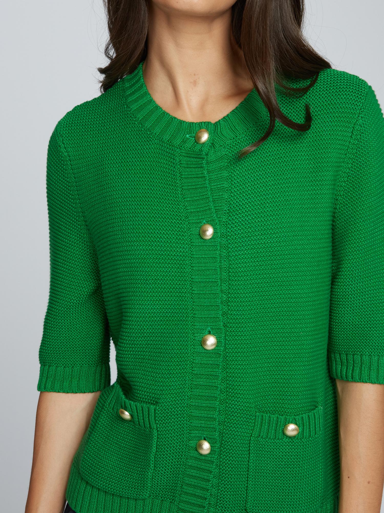 Autumn Cashmere Button Front Elbow Sleeve Jacket in clover - women's sweater - view 5
