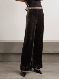 Le Kasha San Polo Velvet Wide-leg Pants in olive - women's pants