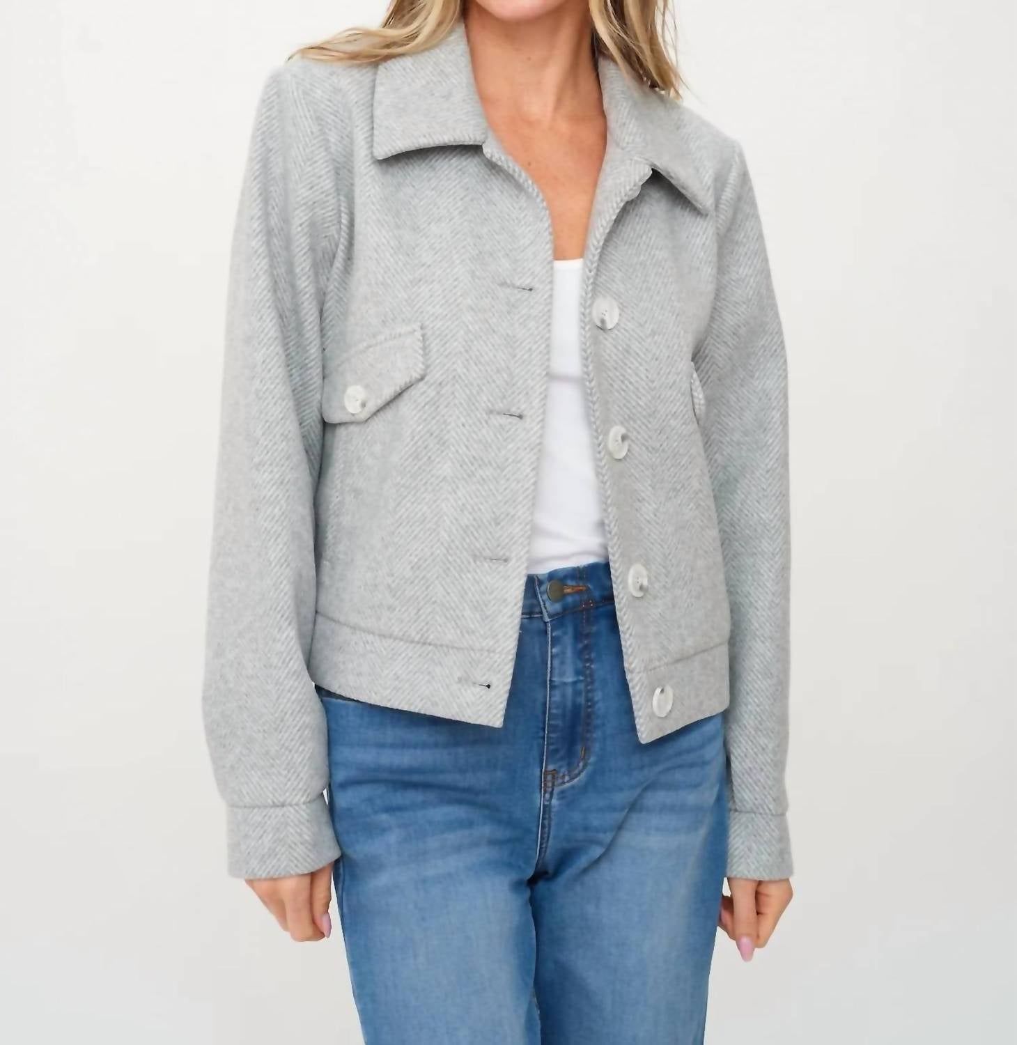 SIX/FIFTY Katrina Herringbone Jacket in grey 1 - women's jacket