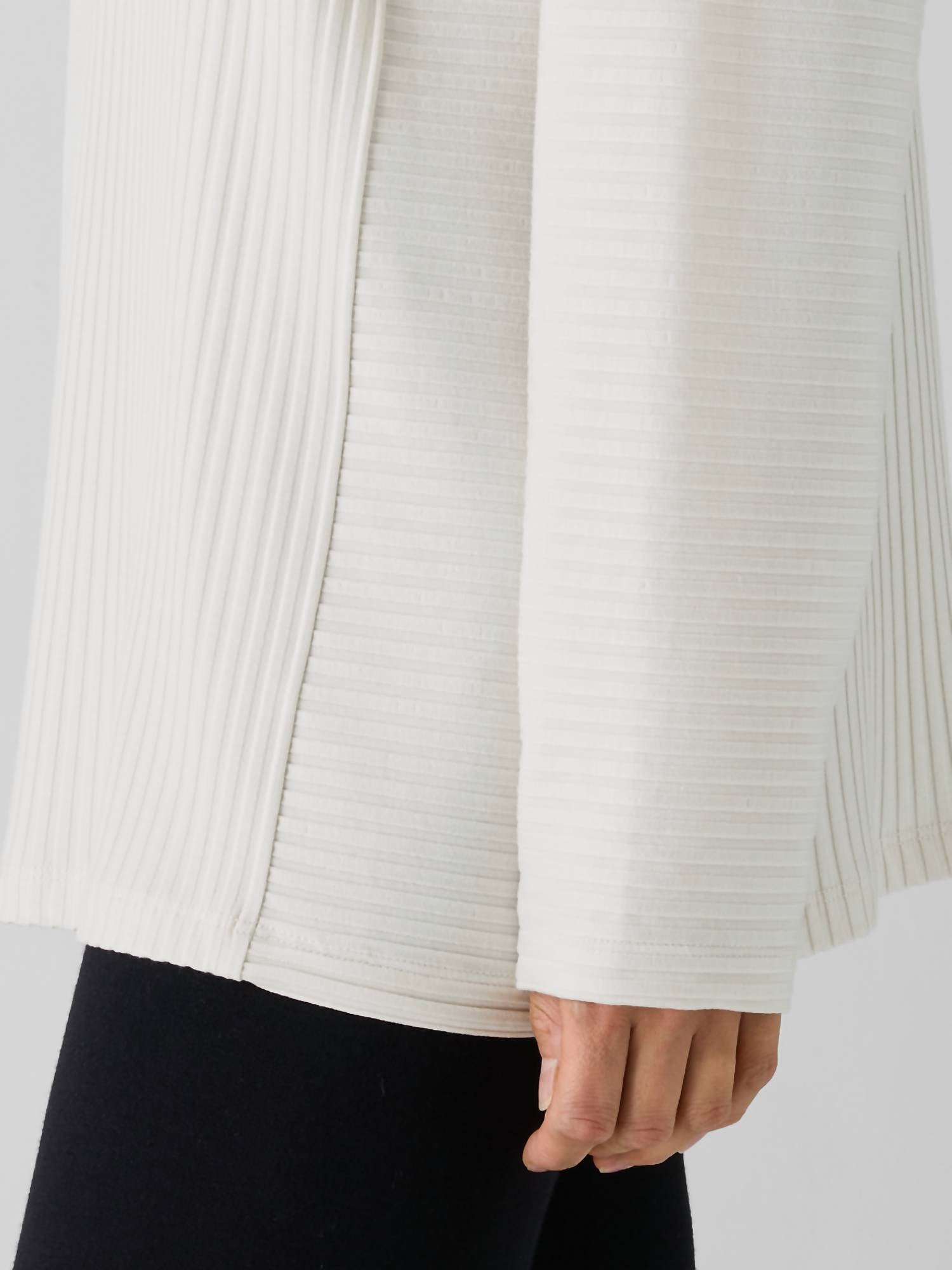 Eileen Fisher - Textured Stretch Rib Round Neck Long Sleeve Top