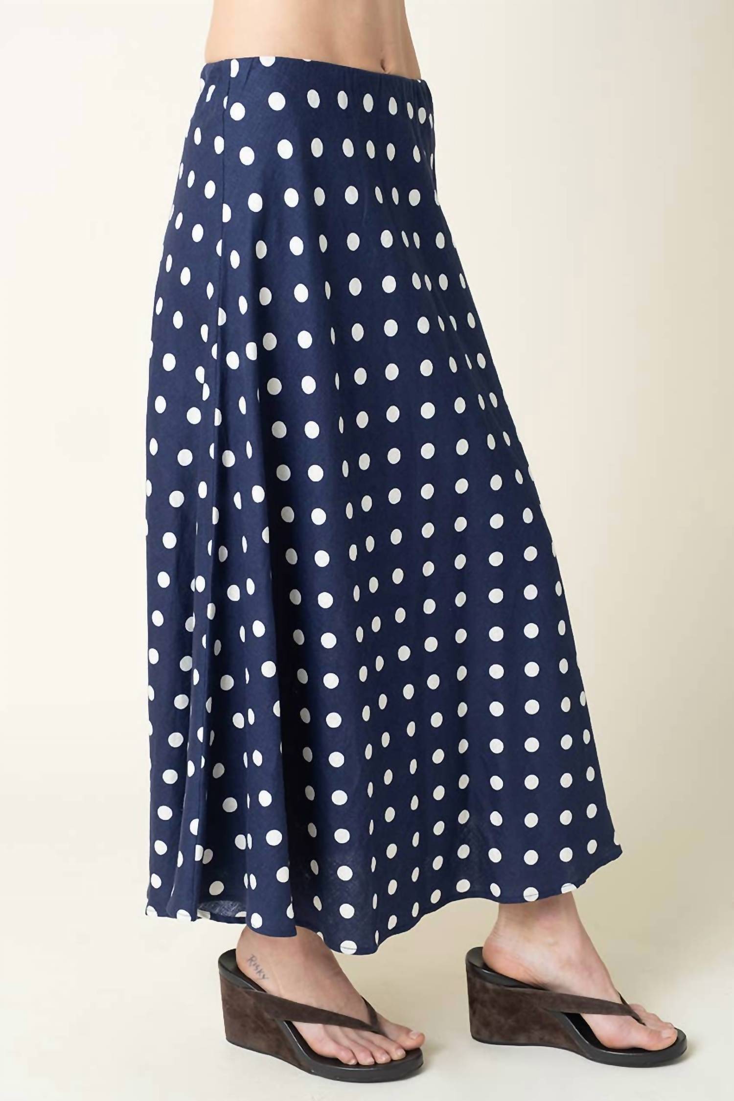 Olivaceous - Marisa Polka Dot Maxi Skirt