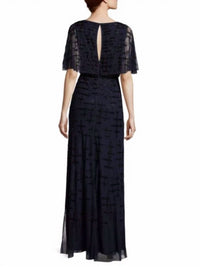 Aidan Mattox - V-neck Cape Sleeve Embellished Dress