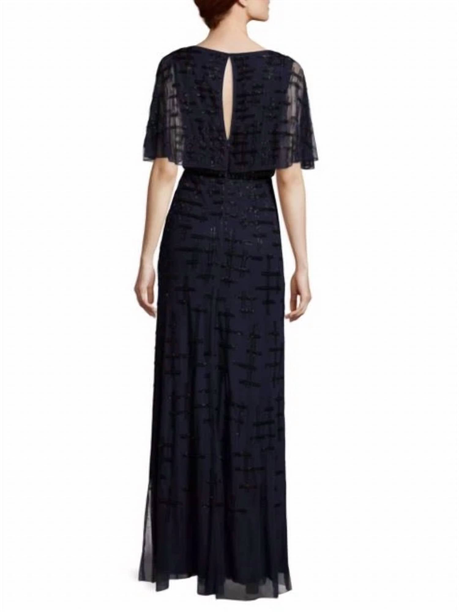 Aidan Mattox - V-neck Cape Sleeve Embellished Dress