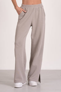 ELAN Chic Drawstring Wide Leg Sweatpant in beige - women's pants