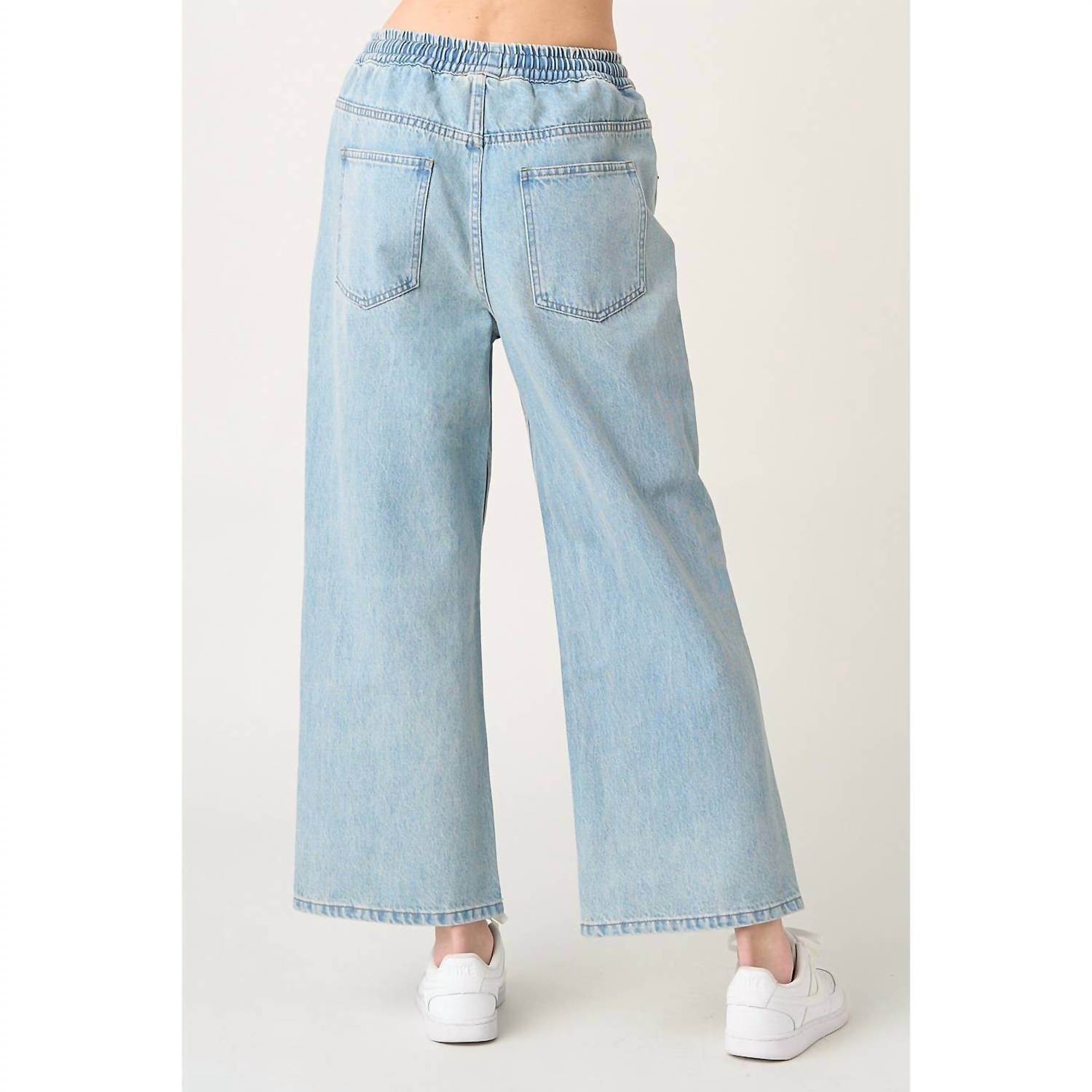 mittoshop Ainsley Tulip Embroidery Wide Leg Jeans in light wash - women's jeans - alternate view