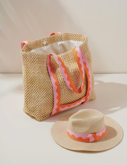 Shiraleah - Women's Antigua Beach Tote Bag And Hat Set