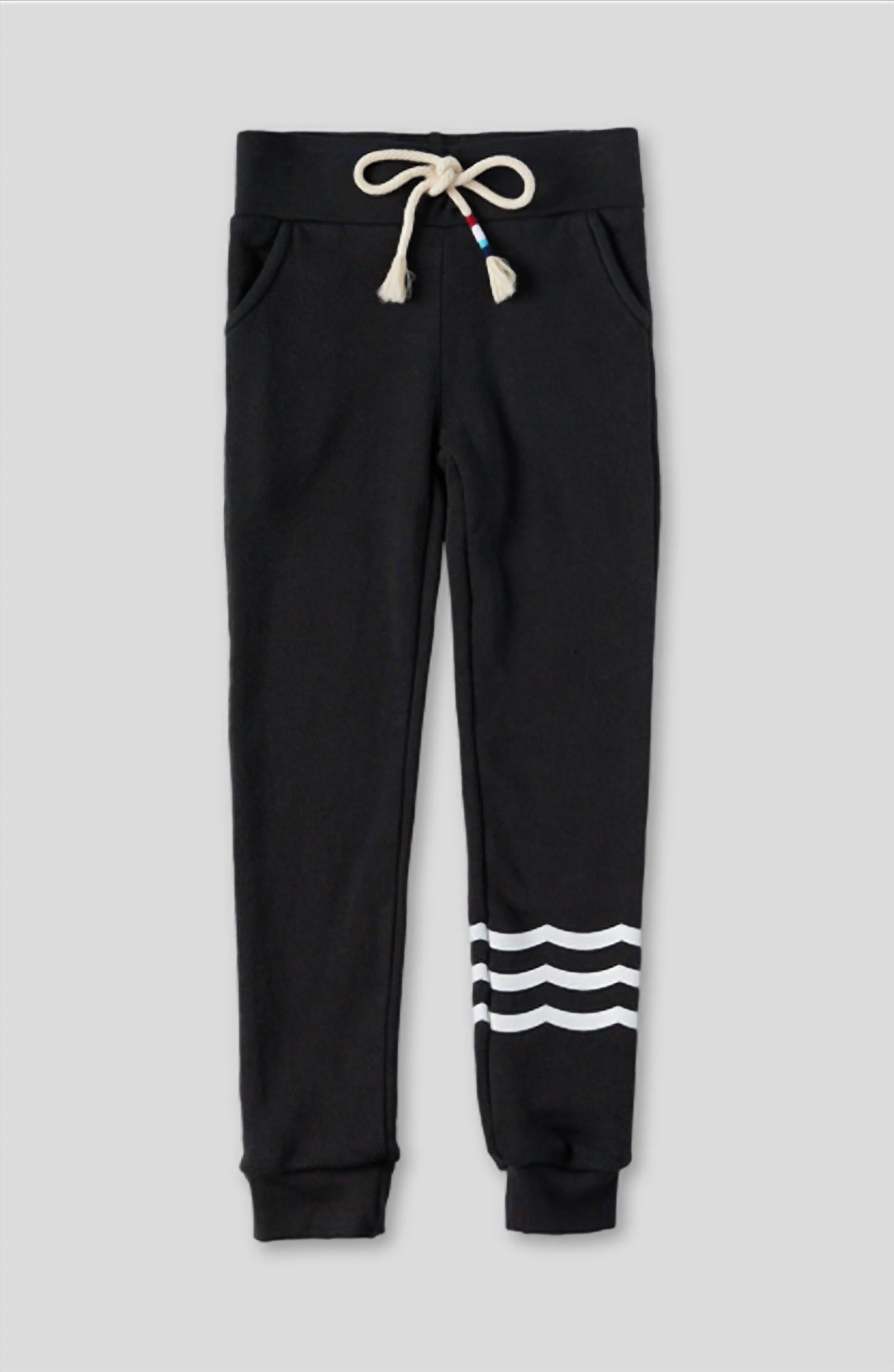 SOL ANGELES Wave Jogger Pants in black - kids' joggers - detail view