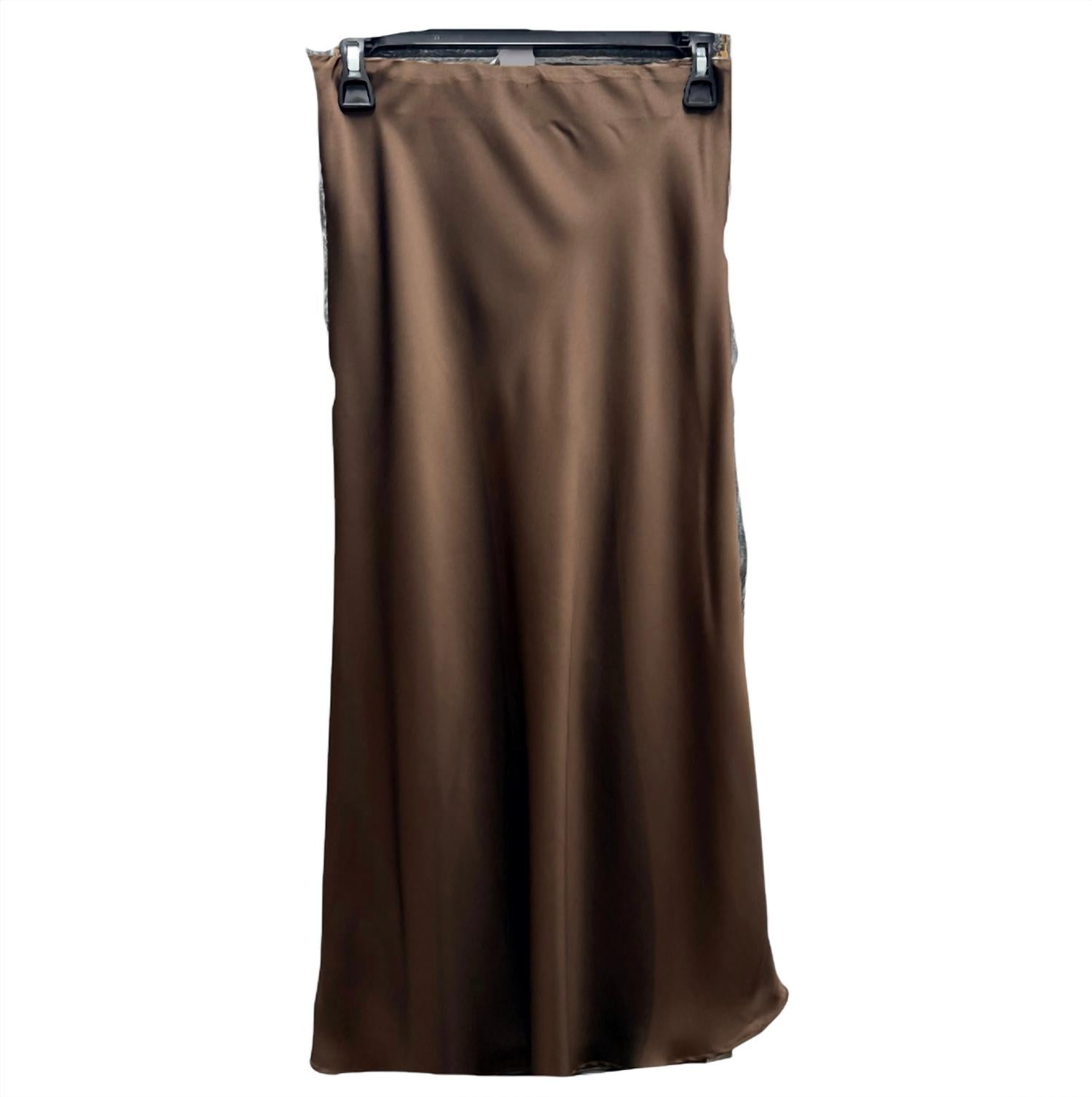 Origami Women's Satin Skirt in chocolate brown - women's skirt