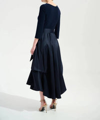 Joseph Ribkoff - Pleated Taffeta Midi Fit And Flare Dress